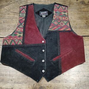 Katch Me Vest Women's XL Retro Cowgirl Vintage Western Suede Leather Patchwork